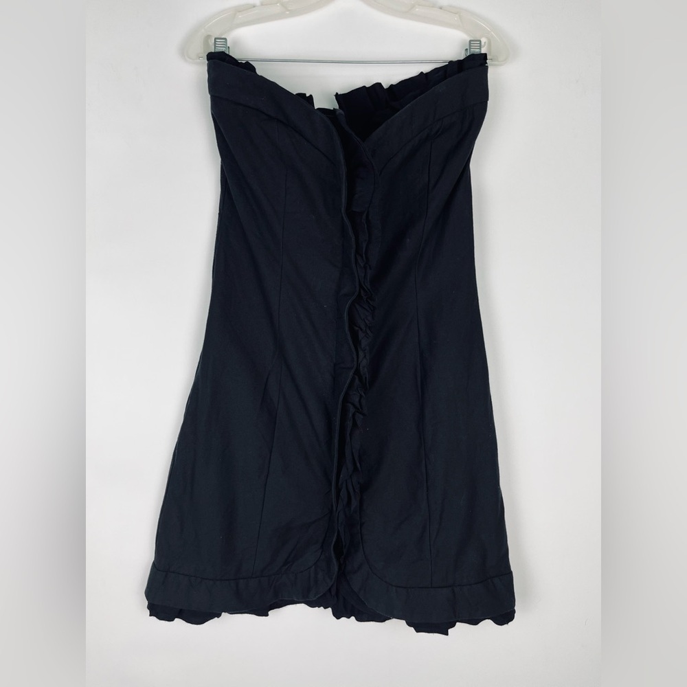 Luella Bartley Black Strapless Ruffle Cocktail Dress